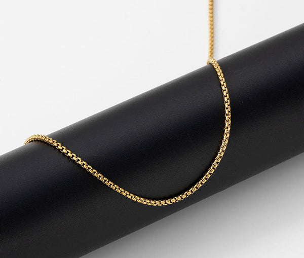 Herrehalskjede i Rustfritt Stål Firkantet Perlekjede