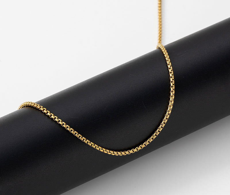 Herrehalskjede i Rustfritt Stål Firkantet Perlekjede