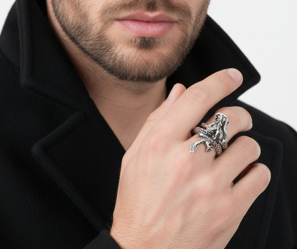 8mm Polygon Rustfritt Stål Ring Enkel Mote