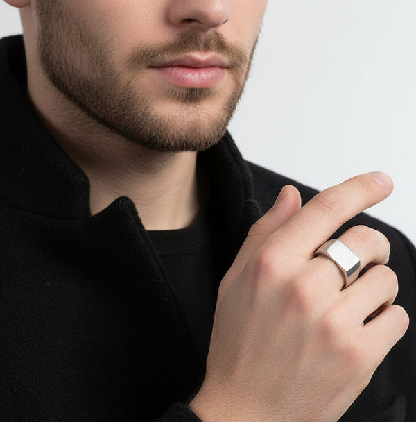 Sandfinish Titaniumstål Ring Personlig Stil, Unisex