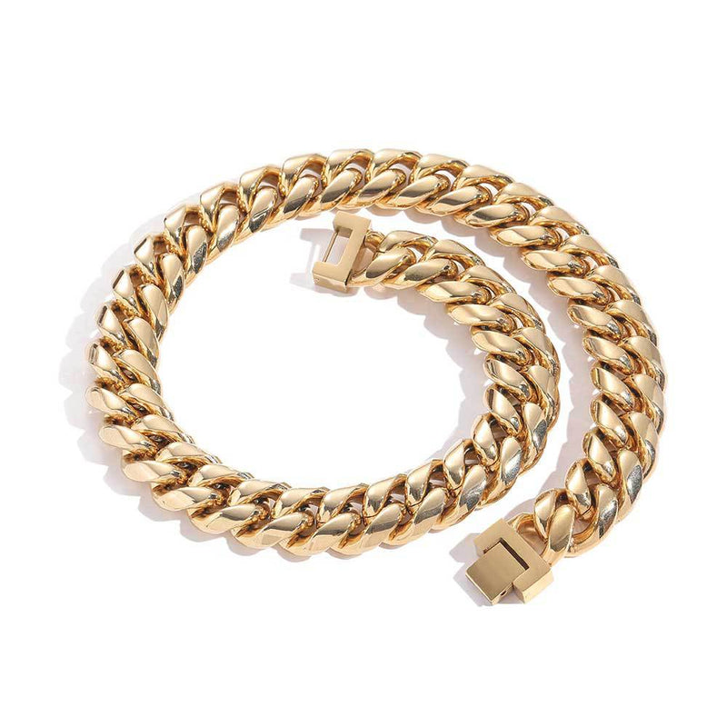 Titanstål Cuban Link Halskjede & Armbånd Hip Hop