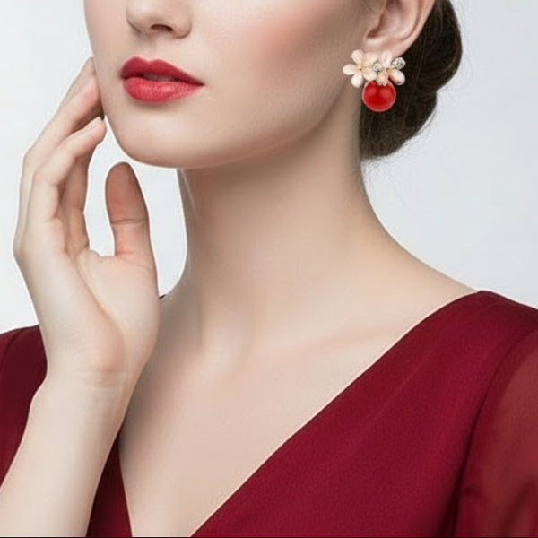 S925 sølv små perle-blomst øredobber – kvinner