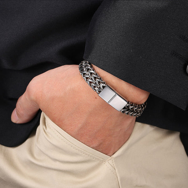Dobbel Rad Flettet Rustfritt Stål Armbånd – Herre