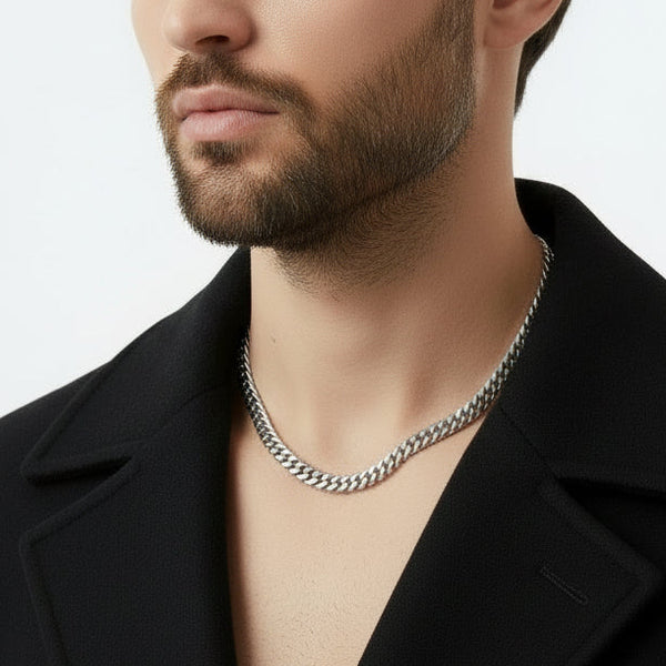 Herrehalskjede klassisk lenkekjede i rustfritt stål