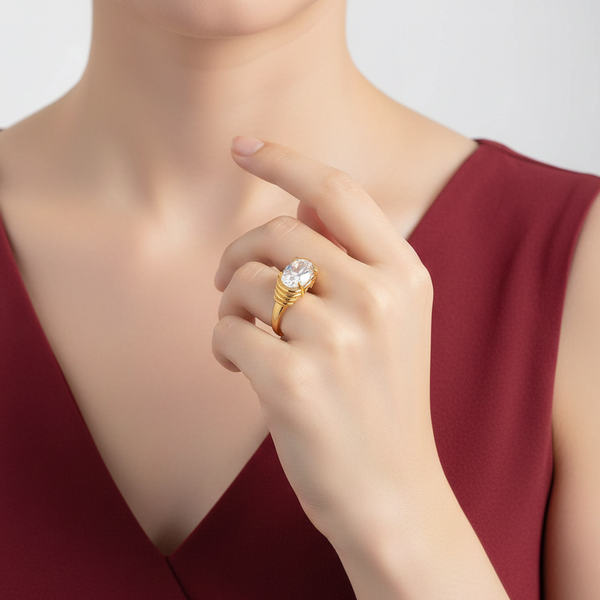 18K gullbelagt zirkon ring