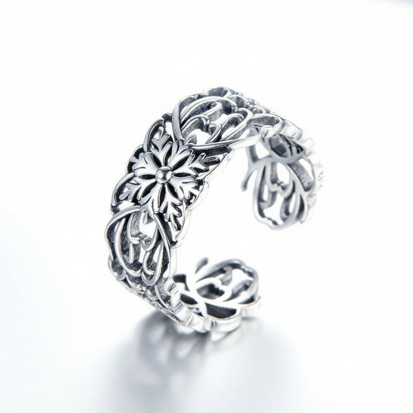 Vintage Blomster Ring S925 Sterling Sølv