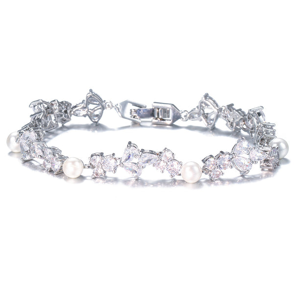 Rimelig Luksus Perle- og Zirkonarmbånd