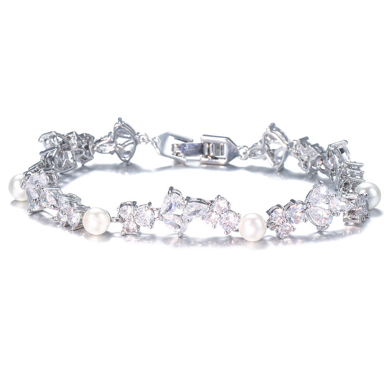 Rimelig Luksus Perle- og Zirkonarmbånd