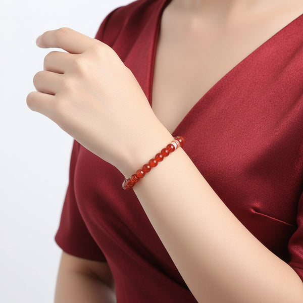Rødt Agat Krystallarmbånd Enkel Stil, Unisex