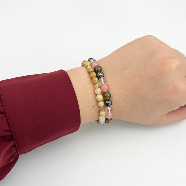 Håndlaget Citrin-Perlearmbånd – Naturlig Stein