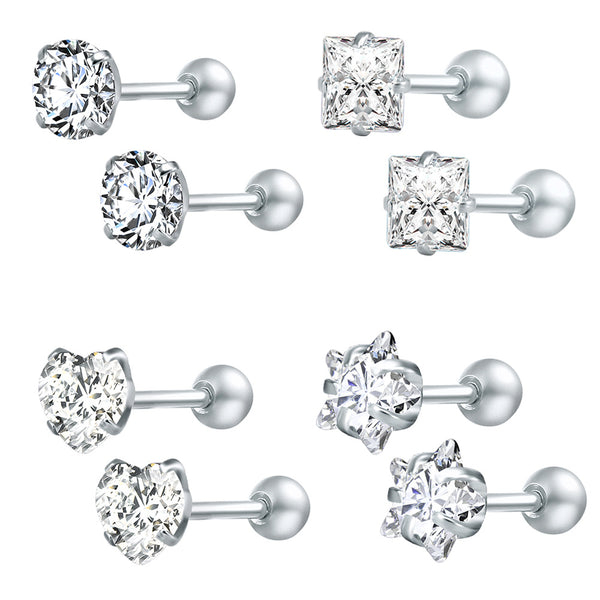 Zirkon øredobber i rustfritt stål  øreben-spiker