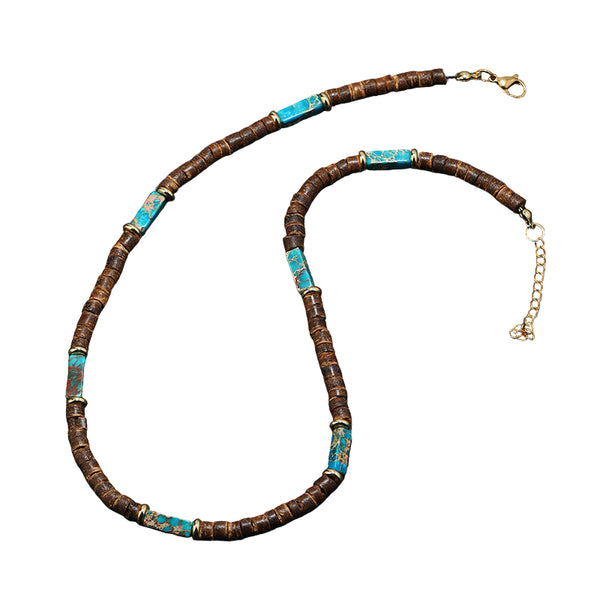 Bohemsk Sommer Halskjede Kokosnøtt og Naturlige Stenperler