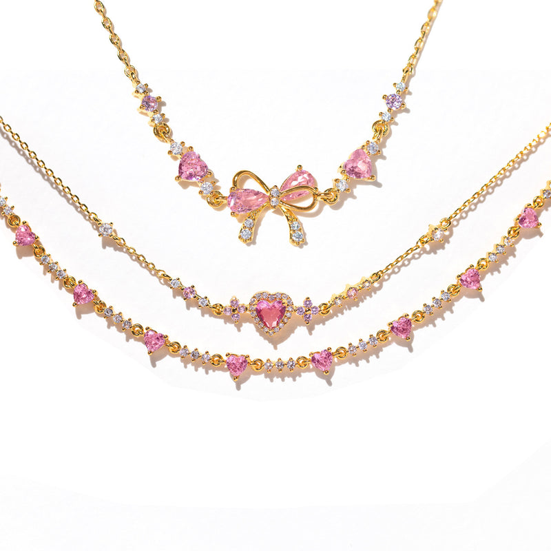 Søtt sløyfehjerte-armbånd rhinestone