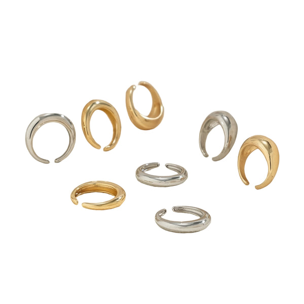 8 delt metallring sett  geometriske åpne ringer