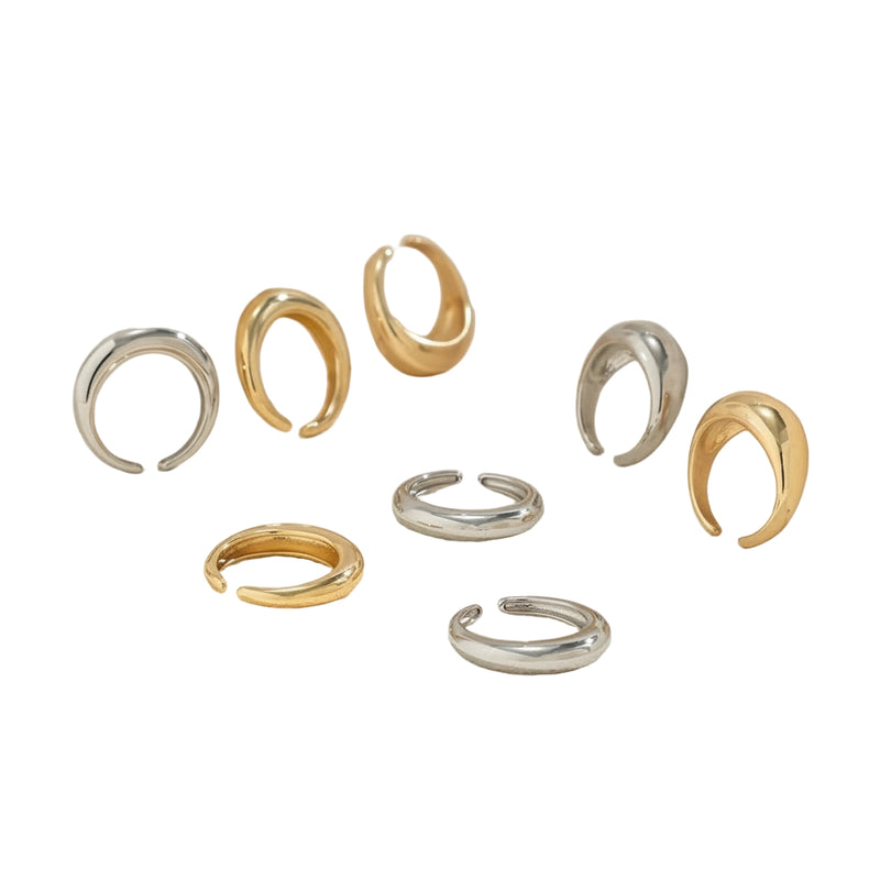 8 delt metallring sett  geometriske åpne ringer