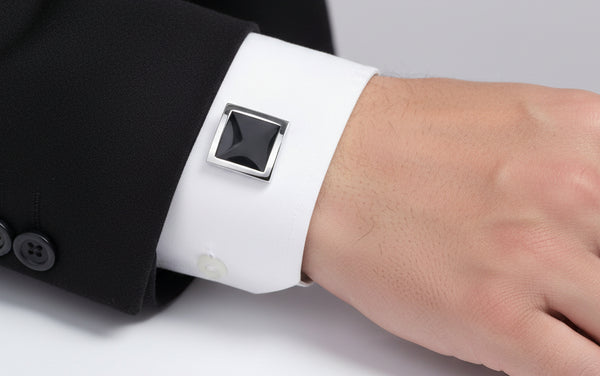 Klassiske Sorte Firkantede Mansjettknapper  Epoxy