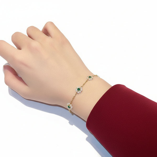 Perleblomst armbånd justerbar kjede