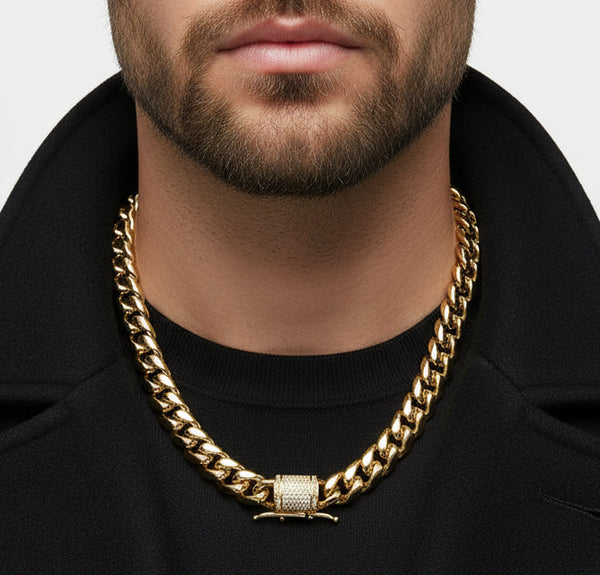 Rustfritt Stål Cuban kjede med Spenne