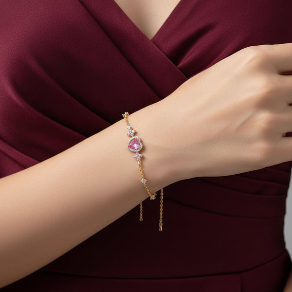 Søtt sløyfehjerte-armbånd rhinestone