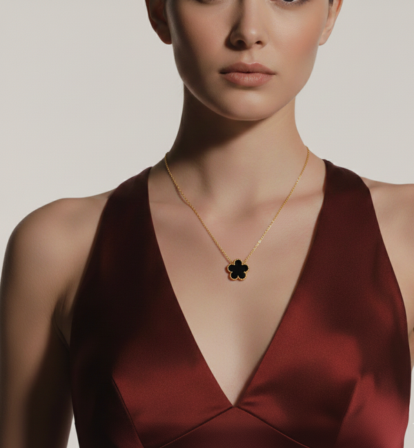 Fembladsblomst armbånd rustfritt stål, flerfarget