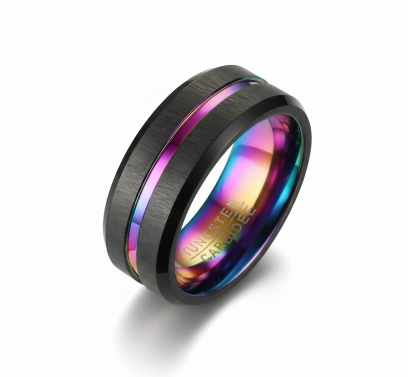 8mm herre ring svart wolframkarbid