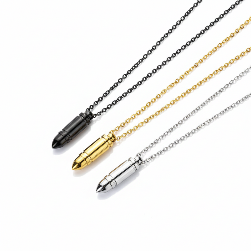 Vnox halskjede  tigerøye/agat, rustfritt stål