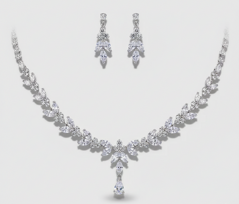 3-pc strass smykkesett halskjede & øredobber