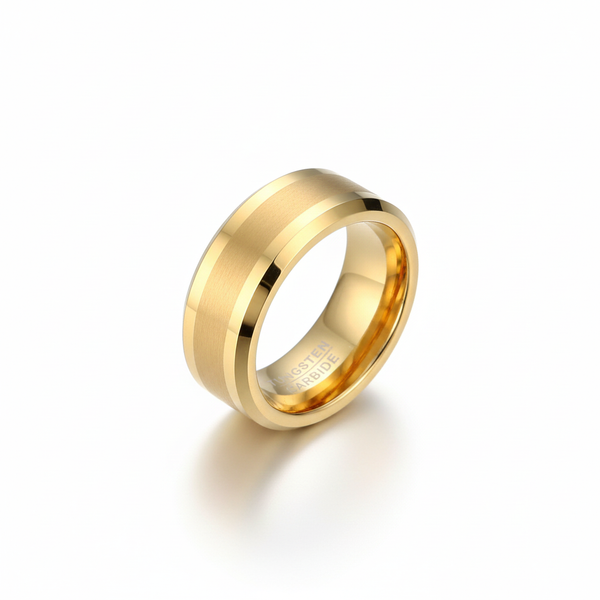 Tigrade wolframkarbid herrering – gullfarget, 6–8mm,