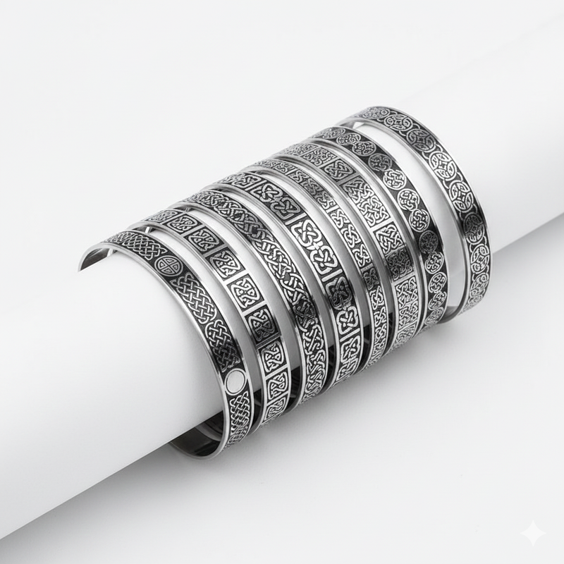 Vikingarmbånd i Rustfritt Stål – Livets Tre & Kelterknute