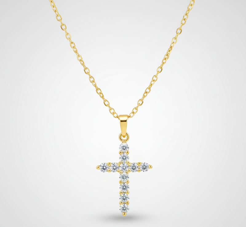 18K gullbelagt korshalskjede rustfritt stål, vanntett