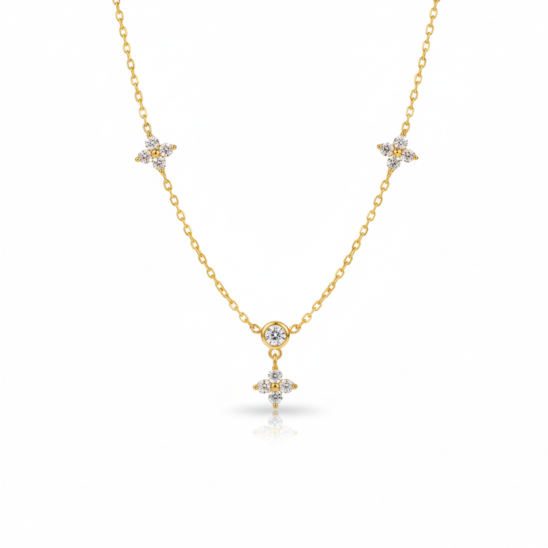 Blomst Zirkon Halskjede Kragekjede