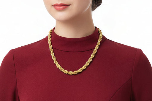 Hip hop Halskjede i Rustfritt Stål Gull/Steel, Hampkjede