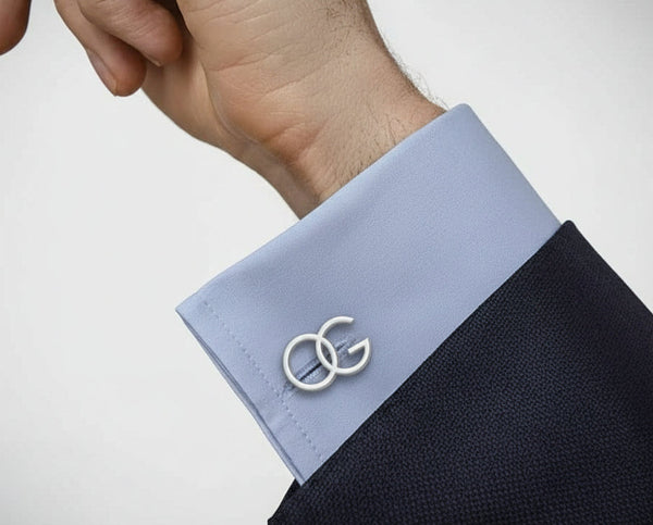 Personlige Mansjettknapper Frostet Metall, Geometrisk Design