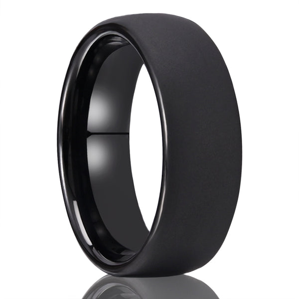 8 mm Buet Overflate Tungsten Ring  Elektrisk Sort Sandblasting, Unisex