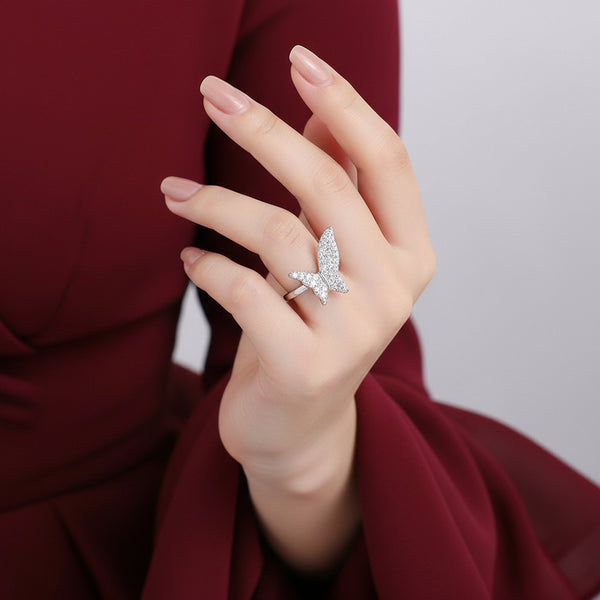 Sommerfugl zirkon justerbar ring – kobber