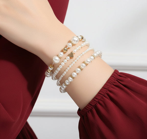 Damesmykke – Perlearmbåndsett, moteriktig