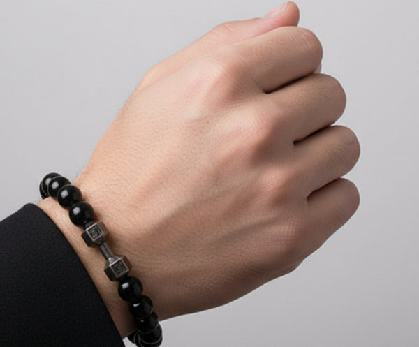 8mm Svart Matt Vulkanstein Armbånd