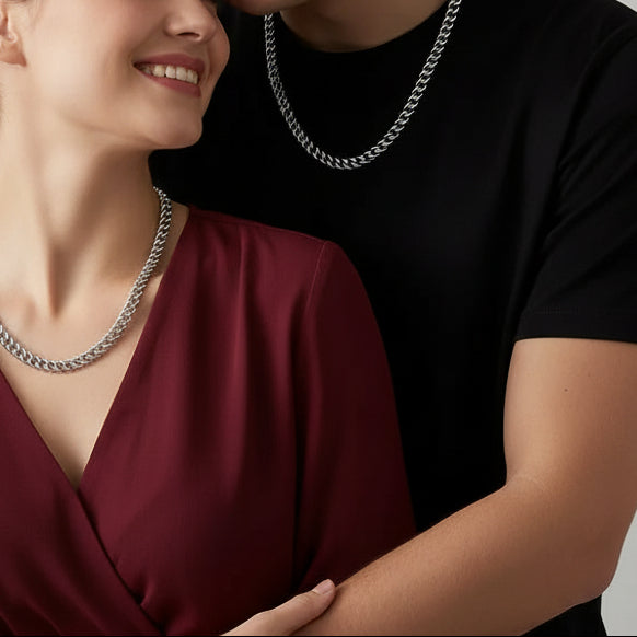 Herrekjede Kubansk Titanstål, Rundslipt Lås